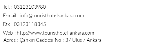 Turist Hotel telefon numaralar, faks, e-mail, posta adresi ve iletiim bilgileri